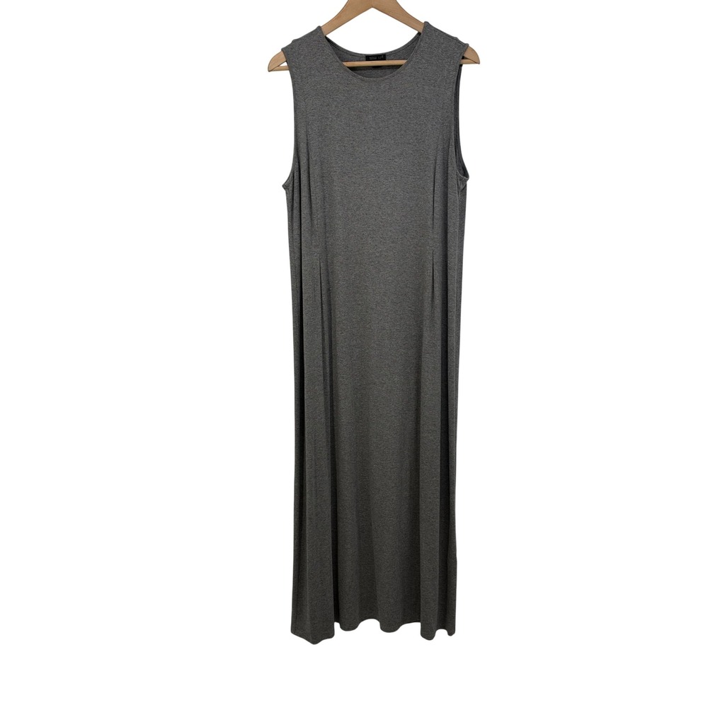 J Jill Wearever Collection Grey Sleeveless Jersey Maxi Dress L Stretch Relaxed